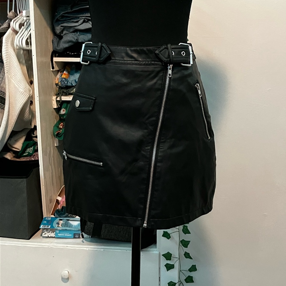 Black leather skirt